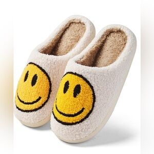 Women's Men's Retro Face Slippers Comfy Warm Plush Slip-On House Slipper for Win